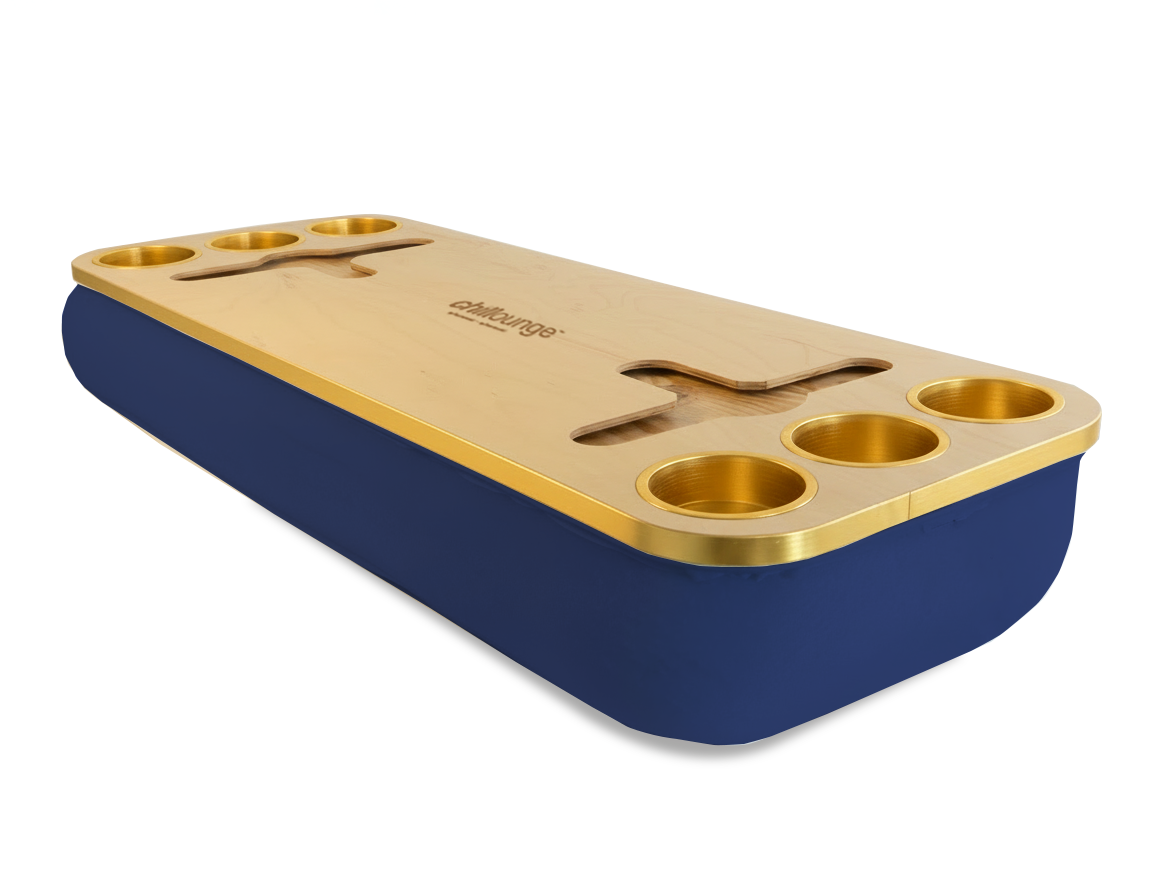 The Socialite in Velvet Navy Blue | Gold Trim